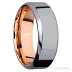 8 mm wide High Bevel Tantalum band featuring a 14K Rose Gold sleeve.