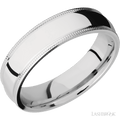 6 mm wide Domed Milgrain Edges 14K White Gold band.