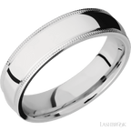 6 mm wide Domed Milgrain Edges 14K White Gold band.