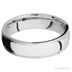 6 mm wide Domed Milgrain Edges 14K White Gold band.
