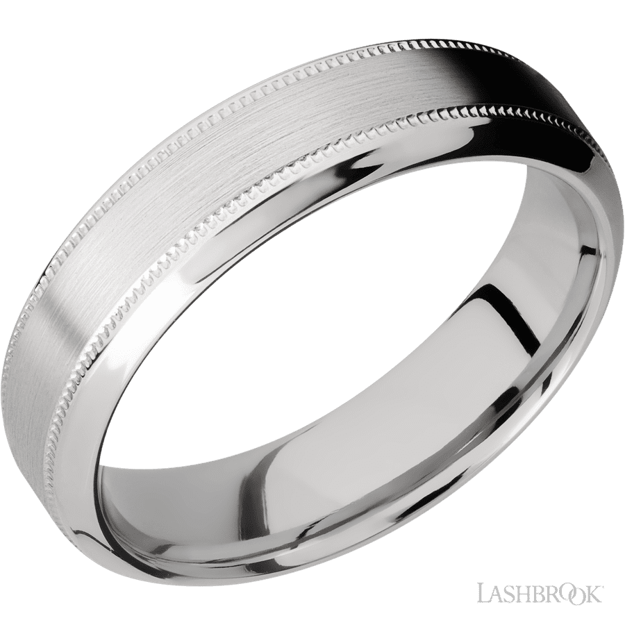 6 mm wide High Bevel Milgrain 14K White Gold band.