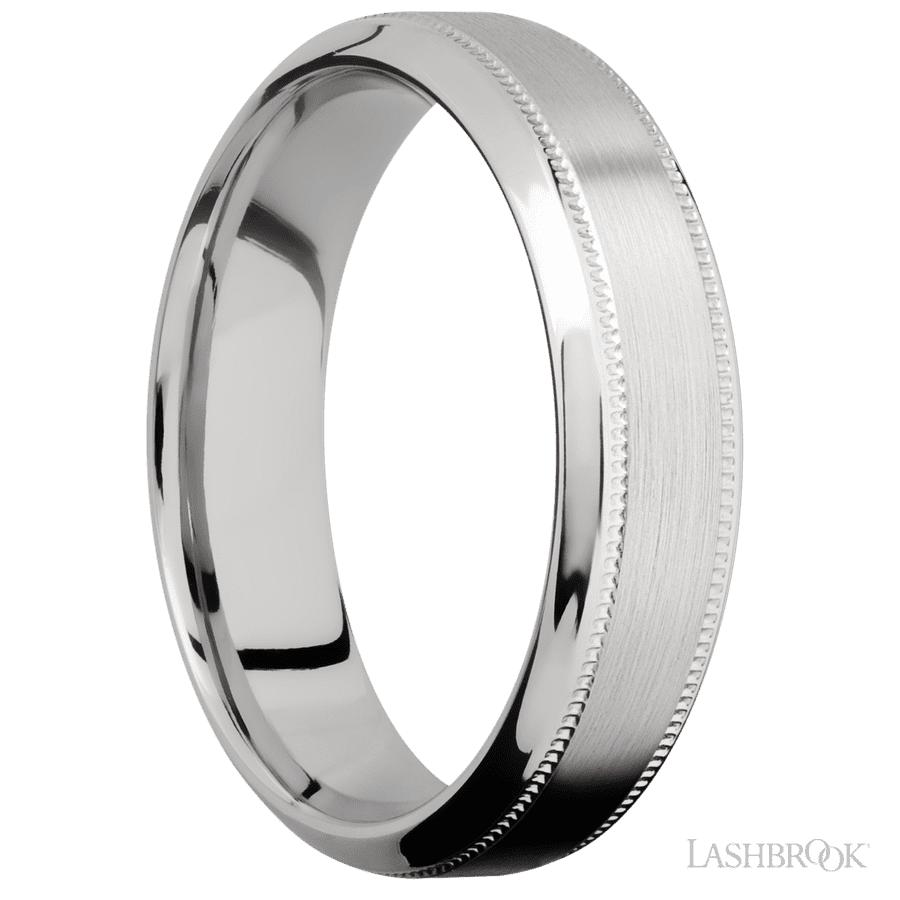 6 mm wide High Bevel Milgrain 14K White Gold band.