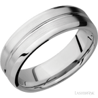 7 mm wide Beveled with Center Accent Groove 14K White Gold band.