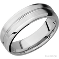 7 mm wide Beveled with Center Accent Groove 14K White Gold band.