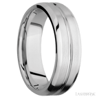 7 mm wide Beveled with Center Accent Groove 14K White Gold band.