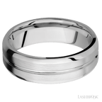 7 mm wide Beveled with Center Accent Groove 14K White Gold band.