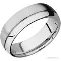 7 mm wide Domed with Off Center Accent Groove 14K White Gold band.