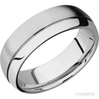 7 mm wide Domed with Off Center Accent Groove 14K White Gold band.