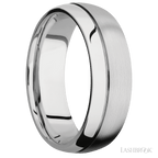 7 mm wide Domed with Off Center Accent Groove 14K White Gold band.