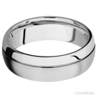 7 mm wide Domed with Off Center Accent Groove 14K White Gold band.