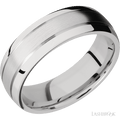 7 mm wide Domed with two accent grooves 14K White Gold band.
