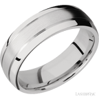7 mm wide Domed with two accent grooves 14K White Gold band.