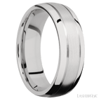 7 mm wide Domed with two accent grooves 14K White Gold band.
