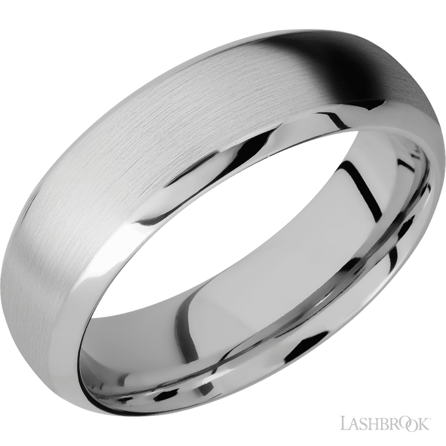 7 mm wide Domed Bevel 14K White Gold band.