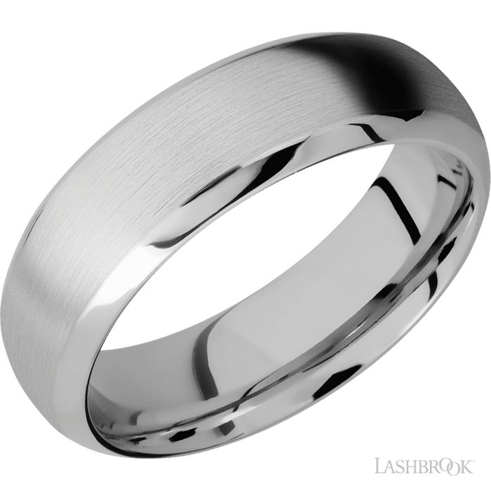 7 mm wide Domed Bevel 14K White Gold band.