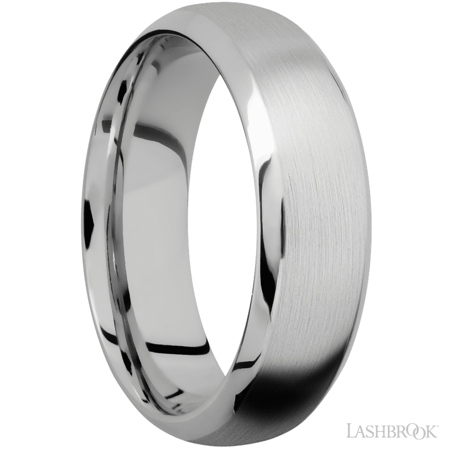 7 mm wide Domed Bevel 14K White Gold band.