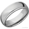 7 mm wide Domed Stepped Down Edges 14K White Gold band.