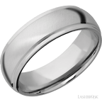 7 mm wide Domed Stepped Down Edges 14K White Gold band.