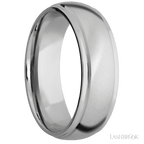 7 mm wide Domed Stepped Down Edges 14K White Gold band.