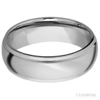 7 mm wide Domed Stepped Down Edges 14K White Gold band.