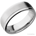 7 mm wide Flat Stepped Edges Milgrain 14K White Gold band.