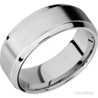 8 mm wide Stepped Bevel 14K White Gold band.