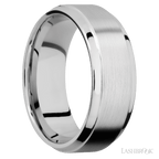 8 mm wide Stepped Bevel 14K White Gold band.