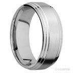 8 mm wide Flat Double Stepped Edges 14K White Gold band.