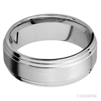 8 mm wide Flat Double Stepped Edges 14K White Gold band.