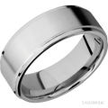 8 mm wide Flat Grooved Edges 14K White Gold band.