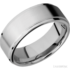 8 mm wide Flat Grooved Edges 14K White Gold band.