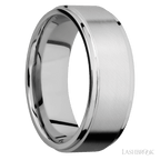 8 mm wide Flat Grooved Edges 14K White Gold band.
