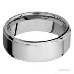 8 mm wide Flat Grooved Edges 14K White Gold band.