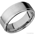 8 mm wide Flat Grooved Edges 14K White Gold band.