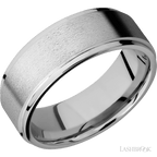 8 mm wide Flat Grooved Edges 14K White Gold band.