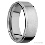 8 mm wide Flat Grooved Edges 14K White Gold band.