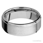 8 mm wide Flat Grooved Edges 14K White Gold band.