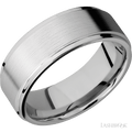 8 mm wide Flat Grooved Edges 14K White Gold band.