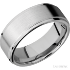 8 mm wide Flat Grooved Edges 14K White Gold band.