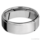 8 mm wide Flat Grooved Edges 14K White Gold band.