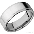 8 mm wide Flat Grooved Edges 14K White Gold band.