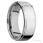 8 mm wide Flat Grooved Edges 14K White Gold band.