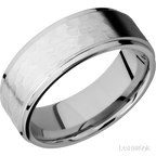 8 mm wide Flat Grooved Edges 14K White Gold band.