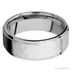 8 mm wide Flat Grooved Edges 14K White Gold band.