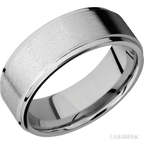 8 mm wide Flat Grooved Edges 14K White Gold band.