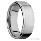 8 mm wide Flat Grooved Edges 14K White Gold band.