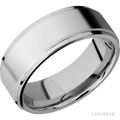 8 mm wide Flat Grooved Edges 14K White Gold band.