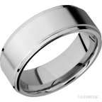8 mm wide Flat Grooved Edges 14K White Gold band.