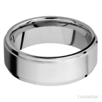 8 mm wide Flat Grooved Edges 14K White Gold band.