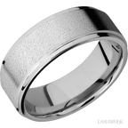 8 mm wide Flat Grooved Edges 14K White Gold band.